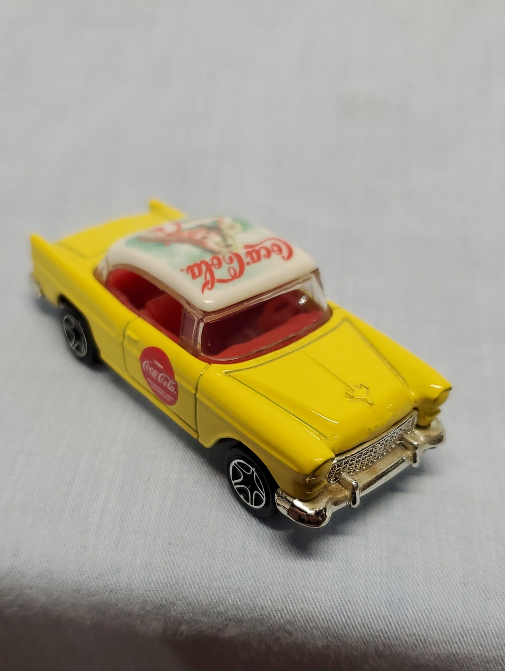 Coca Cola Yellow & White Retro Toy Car with Red Interior